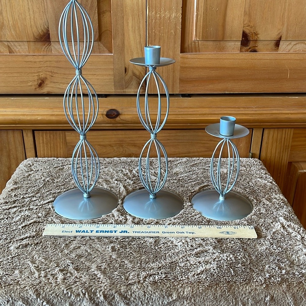 IKEA Elegant Silver 3 Candle Holder Set
